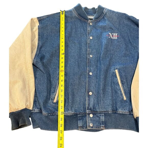 Mens BIG 12 Conference Denim Quilted Bomber Jacket PreOwned Size‎ XL |P1 - Picture 6 of 7